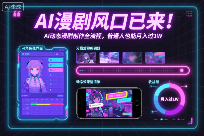AI漫剧风口已来！AI动态漫剧创作全流程，普通人也能月入过1W-宝藏屋创业网