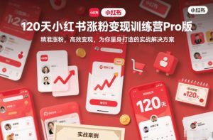 120天小红书涨粉变现训练营Pro版,精准涨粉,高效变现,为你量身打造的实战解决方案-宝藏屋创业网