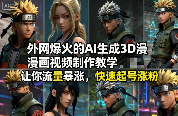 外网爆火的AI生成3D漫画视频制作教学，让你流量暴涨，快速起号涨粉！-宝藏屋创业网