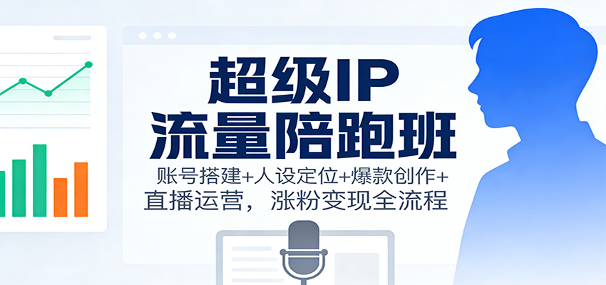 超级IP流量陪跑班：账号搭建+人设定位+爆款创作+直播运营，涨粉变现全流程-宝藏屋创业网