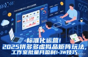 标准化运营!2025拼多多虚拟品矩阵玩法,工作室批量月盈利1-3W技巧【揭秘】-宝藏屋创业网