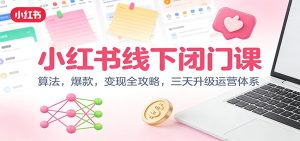 小红书线下闭门课:算法,爆款,变现全攻略,三天升级运营体系-宝藏屋创业网