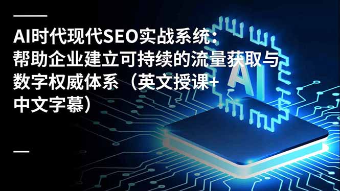 AI时代现代SEO实战系统：帮助企业建立可持续的流量获取与数字权威体系(英文授课+中文字幕-宝藏屋创业网