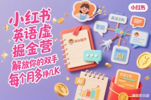 小红书英语虚拟资料掘金营,纯AI操作,解放你的双手,每个月多挣几K-宝藏屋创业网