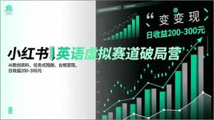 小红书英语虚拟赛道破局营,AI原创资料、任务式陪跑、合规变现,日收益200-300元-宝藏屋创业网
