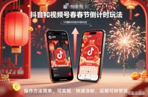 抖音和视频号,春节倒计时玩法,操作方法简单,可实现快速涨粉,后期可转带货-宝藏屋创业网