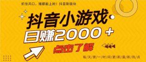 2025年爆火的抖音小游戏项目,一部手机日入2000+-宝藏屋创业网