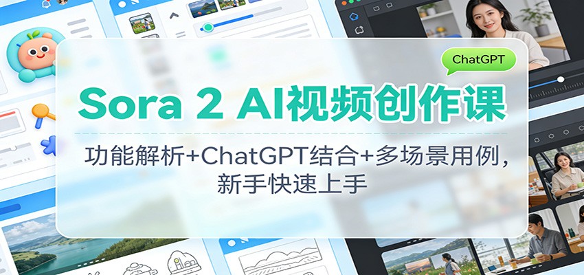 Sora 2 AI视频创作课：功能解析+ChatGPT结合+多场景用例，新手快速上手-宝藏屋创业网