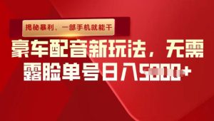 (揭秘暴利)豪车配音新玩法,无需露脸单号日入多张,一部手机就能干-宝藏屋创业网