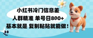 小红书冷门信息差项目,人群精准,单号日入多张,基本就是复制粘贴就能做-宝藏屋创业网