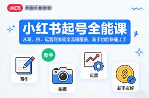 小红书起号全能课,从写、拍、运营到变现全流程覆盖,新手也能快速上手-宝藏屋创业网