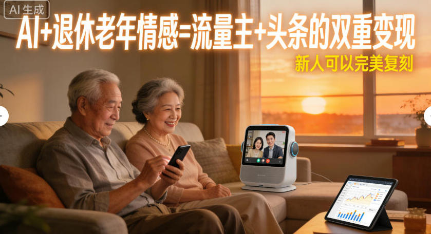 AI+退休老年情感=流量主+头条的双重变现，新人可以完美复刻-宝藏屋创业网