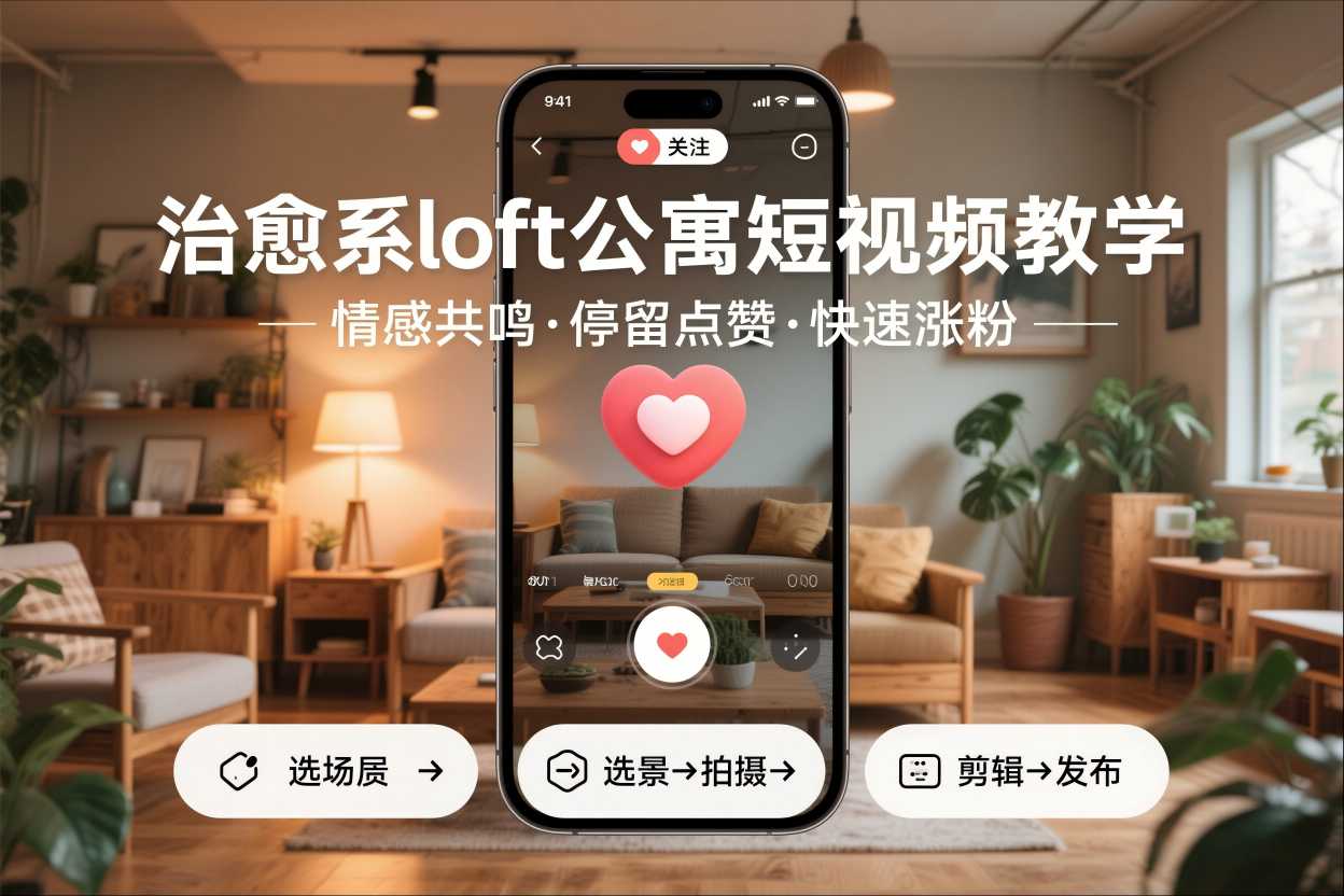 治愈系loft公寓短视频制作教学，情感共鸣引停留点赞关注，快速起号涨粉-宝藏屋创业网