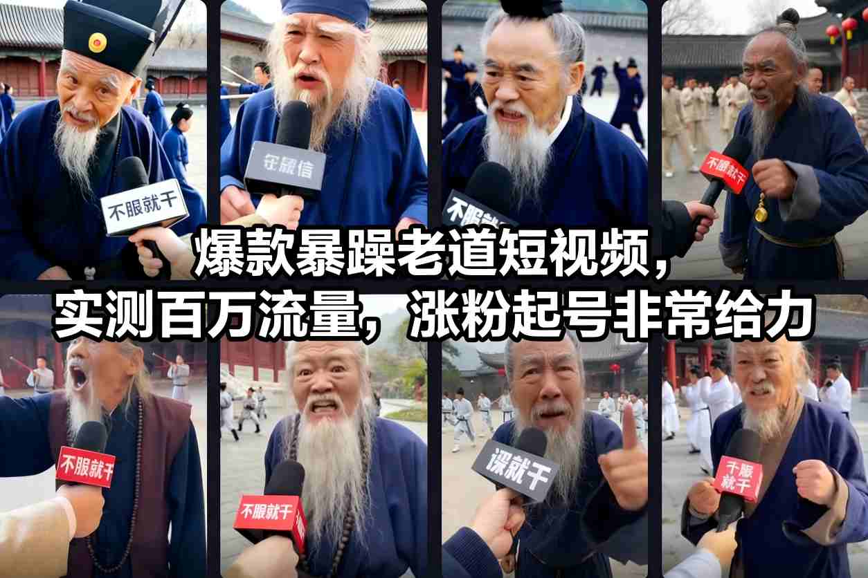 爆款暴躁老道短视频，实测百万流量，涨粉起号非常给力-宝藏屋创业网
