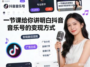 创业网精选：一节课给你讲明白抖音音乐号的变现方式-宝藏屋创业网