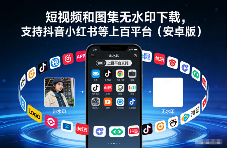 资源网免费分享：短视频和图集无水印下载，支持抖音小红书等上百平台（安卓版）-宝藏屋创业网