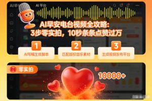 爆款 AI 早安电台视频全攻略：零实拍 3 步快速制作技巧，10秒条条点赞过万-宝藏屋创业网