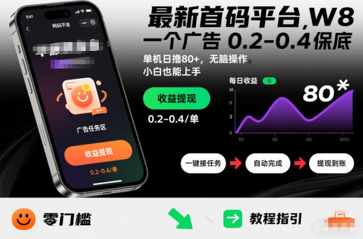 创业小项目：首码平台赚钱秘籍！单广告 0.2-0.4 保底，矩阵操作日入 80+-宝藏屋创业网