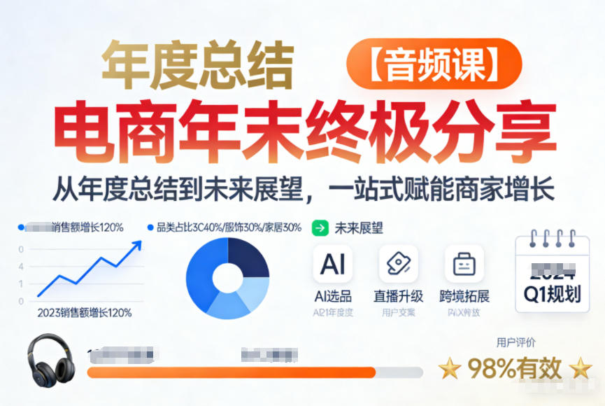 电商年未终极分享,从年度总结到未来展望,一站式赋能商家增长【音频课】-宝藏屋创业网