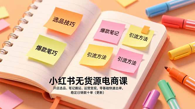 小红书无货源电商课,开店选品、笔记搬运、运营变现,零基础快速出单,稳定日销数十单(更新-宝藏屋创业网