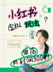 小红书虚拟玩法（铺货流和单品玩法），单店月利润3000+，IP打法+原创商品（0违规）-宝藏屋创业网