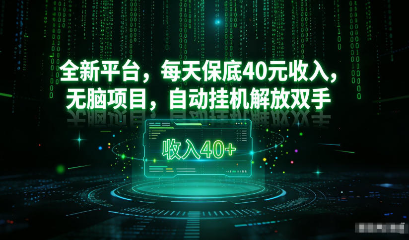 最新看广平台，每天保底30-4米，无脑项目，自动挂G解放双手【揭秘】-宝藏屋创业网