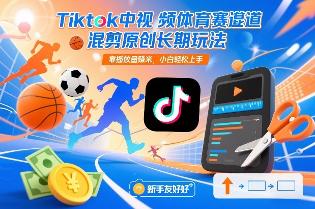 Tiktok中视频体育赛道混剪原创长期玩法,靠播放量賺米,小白轻松上手-宝藏屋创业网