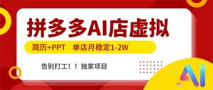 副业项目:拼多多AI店简历+PPT,单店月稳定1-2W,告别打工 独家项目!-宝藏屋创业网