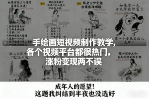 手绘画短视频制作教学，各个视频平台都很热门，涨粉变现两不误-宝藏屋创业网