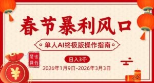 春节暴利风口项目，单人AI落地翻身终极版实操-宝藏屋创业网