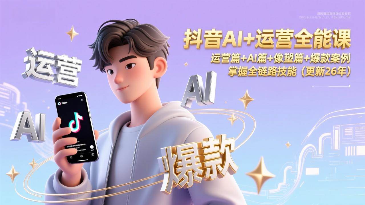 抖音AI+运营全能课，运营篇+AI篇+像塑篇+爆款案例，掌握全链路技能（更新26年）-宝藏屋创业网