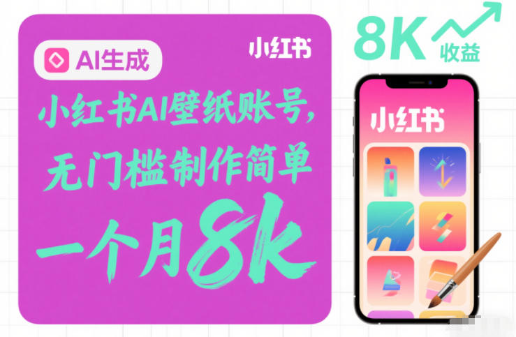 小红书AI壁纸账号，无门槛制作简单，一个月8k+-宝藏屋创业网