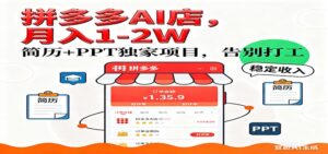 【副业网独家】拼多多虚拟店，AI简历+PPT，单店月稳定1-2W，未来AI服务风口项目！-宝藏屋创业网
