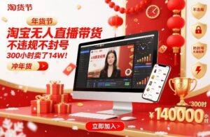 淘宝无人直播带货，不违规不封号，不需要发视频，300小时卖了14W！冲年货节【揭秘】-宝藏屋创业网