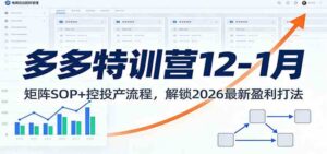 多多特训营12-1月:矩阵SOP+ 控投产流程,解锁2026最新盈利打法-宝藏屋创业网