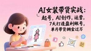 AI女装带货实战:起号,AI创作,运营,7天打造盈利账号,单月带货佣金过万-宝藏屋创业网