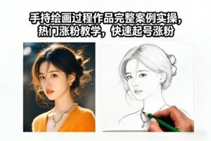 手持绘画过程作品完整案例实操，热门涨粉教学，快速起号涨粉-宝藏屋创业网