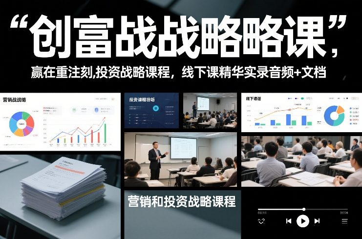 创富战略课，赢在重注时刻，营销和投资战略课程，线下课精华实录音频+文档-宝藏屋创业网