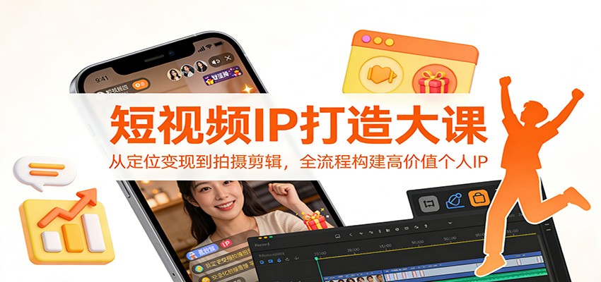 短视频IP打造大课：从定位变现到拍摄剪辑，全流程构建高价值个人IP-宝藏屋创业网