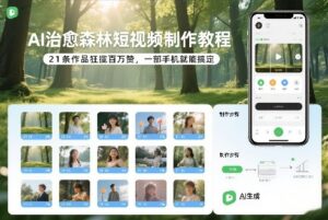 AI治愈森林短视频制作教程，21条作品狂揽百万赞，一部手机就能搞定-宝藏屋创业网