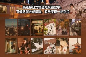 高级感日式情感短视频教学，可做伙伴分成精选，起号变现一步到位-宝藏屋创业网