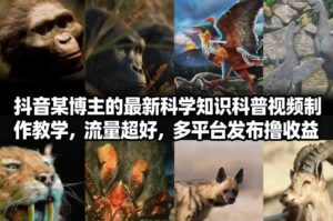 抖音60W粉丝博主最新科学知识科普视频制作教学，流量超好，多平台发布撸收益-宝藏屋创业网