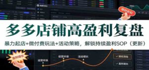 多多店铺高盈利复盘：暴力起店+微付费玩法+活动策略，解锁持续盈利SOP（更新）-宝藏屋创业网