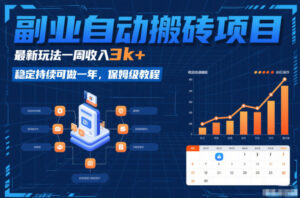 副业自动搬砖项目，最新玩法一周收入3k+，稳定持续可做一年，保姆级教程【揭秘】-宝藏屋创业网