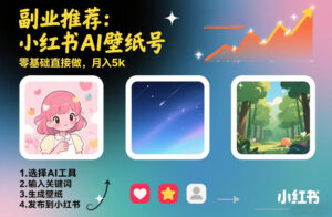 副业推荐：小红书AI壁纸号，零基础直接做，月入5k-宝藏屋创业网