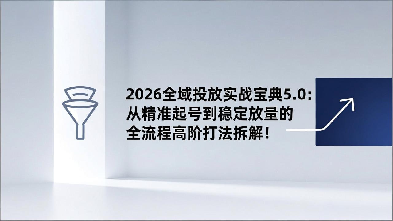 2026全域投放实战宝典5.0：从精准起号到稳定放量的全流程高阶打法拆解！-宝藏屋创业网