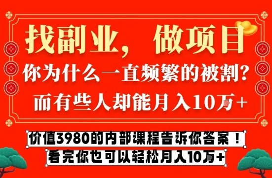 价值3980的网创内部课程，告诉你互联网创业月入10个W的秘密【揭秘】-宝藏屋创业网