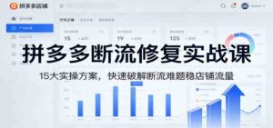 拼多多断流修复实战课：15大实操方案，快速破解断流难题稳店铺流量-宝藏屋创业网