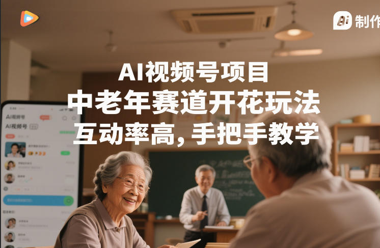 AI视频号项目，中老年赛道开花玩法，互动率高，手把手教学-宝藏屋创业网