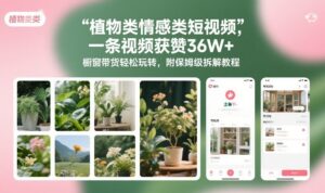植物类情感类短视频，一条视频获赞36W+，橱窗带货轻松玩转，附保姆级拆解教程-宝藏屋创业网